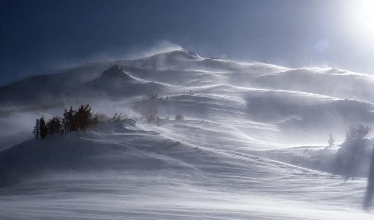 Wind-blown snow on Mount Bachelor in Deschutes County, Oregon, part of our Deschutes County property management area